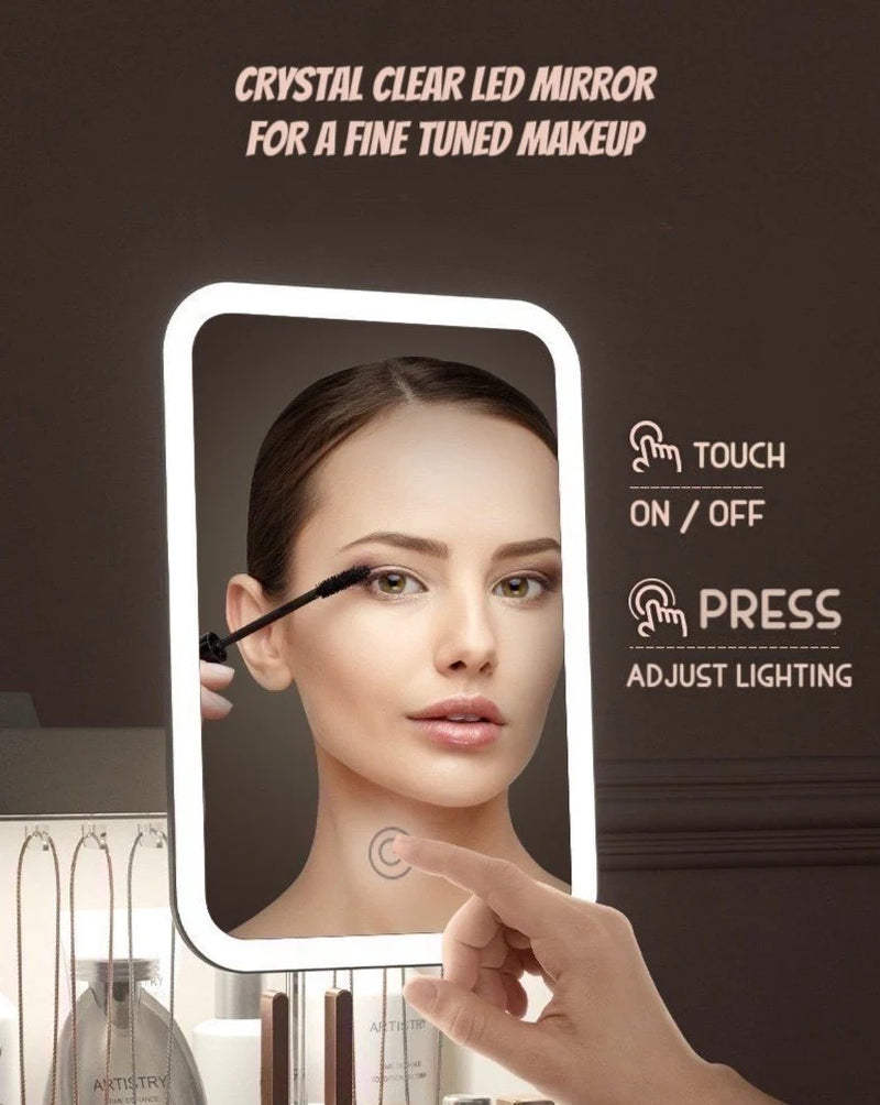 Transform Your Beauty Routine with the All-In-One Makeup Organizer Featuring a Versatile LED Mirror