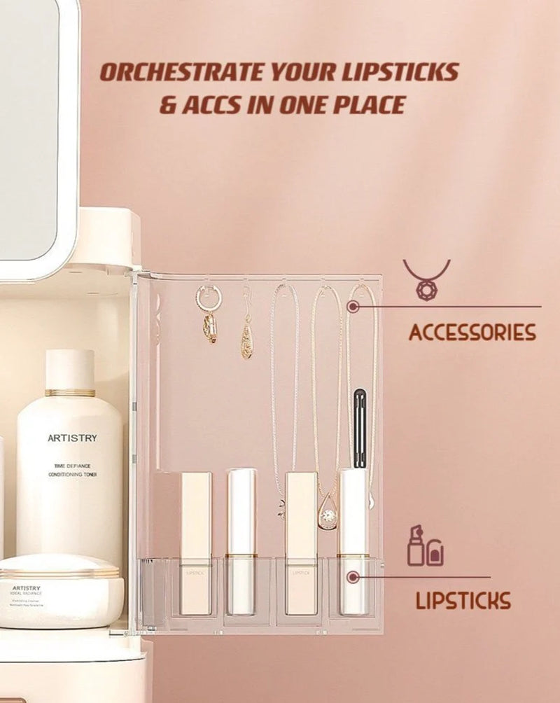 Transform Your Beauty Routine with the All-In-One Makeup Organizer Featuring a Versatile LED Mirror
